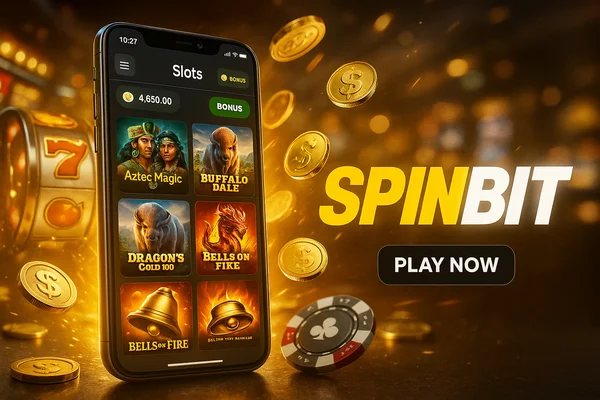 Main lobby showcasing various slot games at Spinbit casino